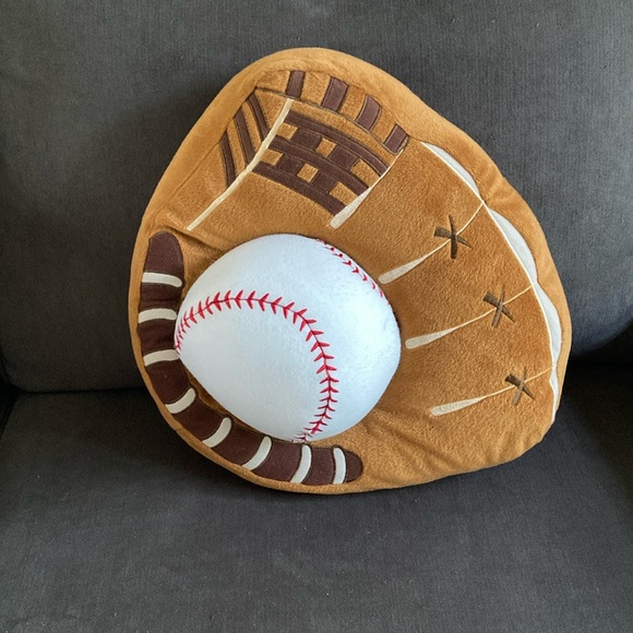 Vintage Baseball Glove & Ball Plush Pillow with Removable Ball - Picture 1 of 4